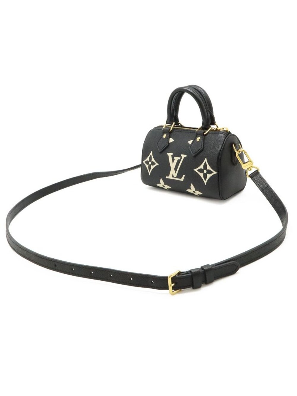 Louis Vuitton Monogram Empreinte Nano Speedy Mini Bag 2-Way Bicolor Black - Picture 2 of 9